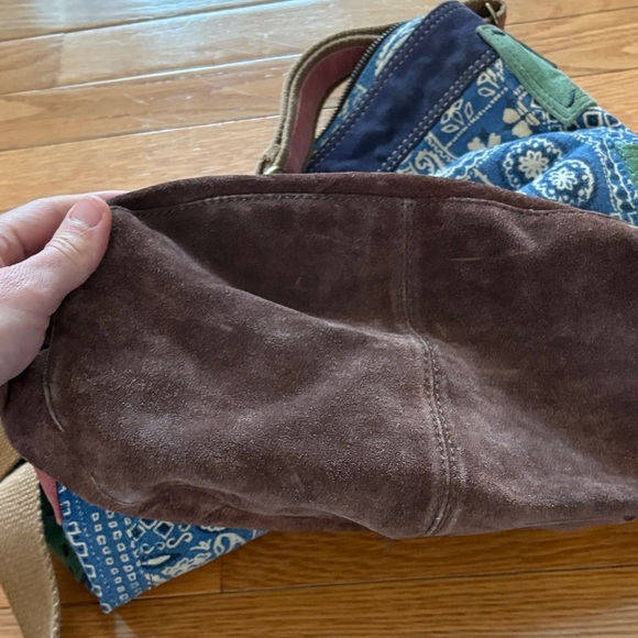 Lucky Brand Blue Paisley and Brown Suede Shoulder Bag - Picture 7 of 12
